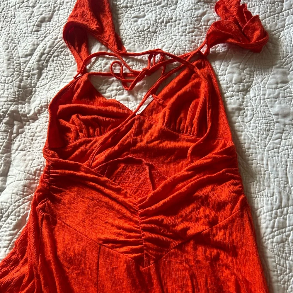 Free people Elegant Orange Maxi Dress Length 58 inches excellent condition - Picture 8 of 9